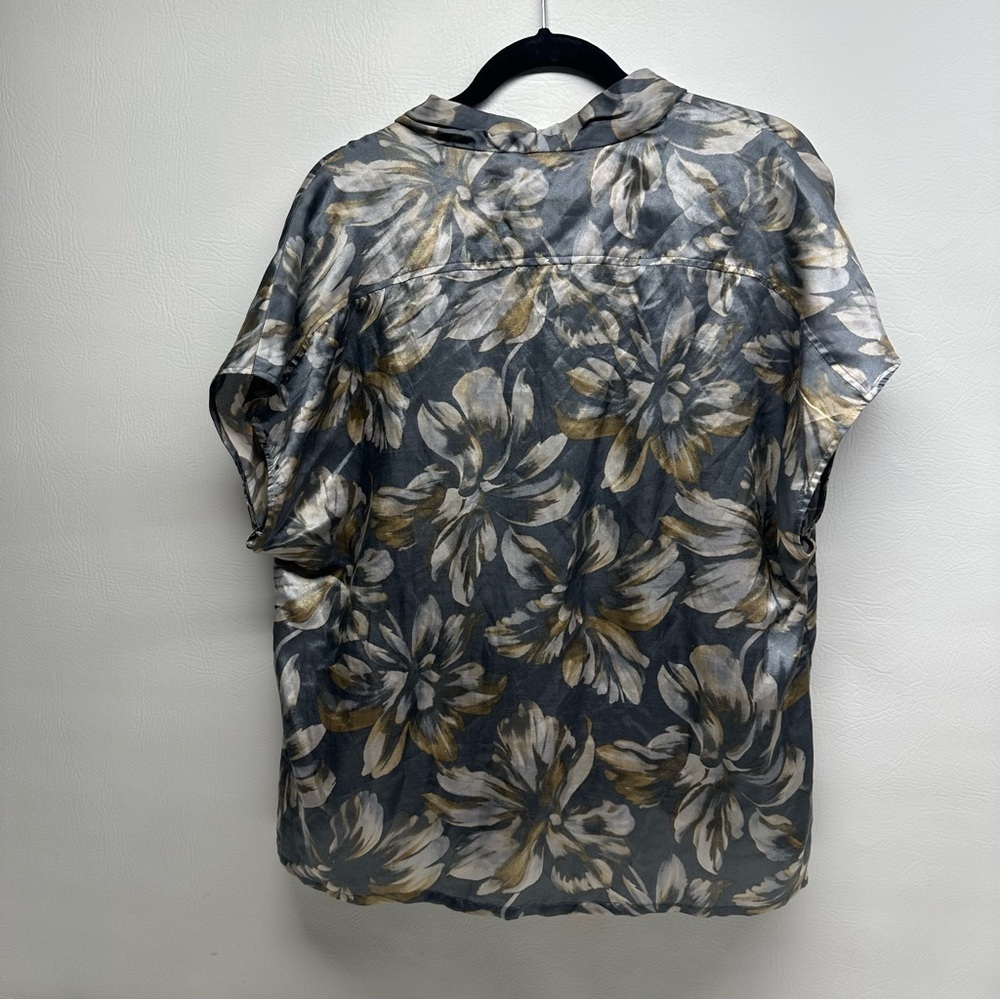 Tommy Bahama dusk blooming Floral twist Top - Gray and Gold size xl/16 nwt - Picture 2 of 8